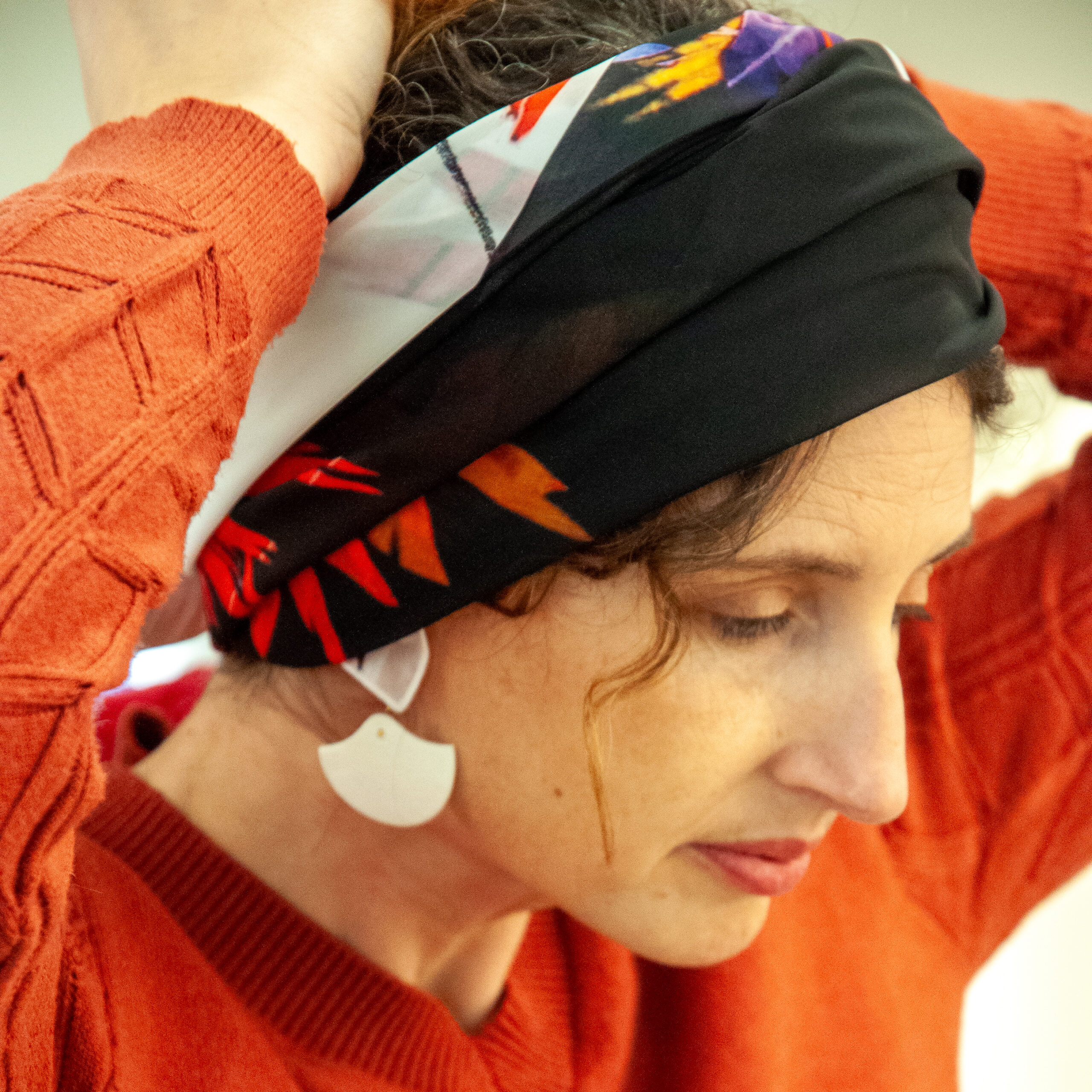 Foulard Fleurs Fragiles cadre blanc