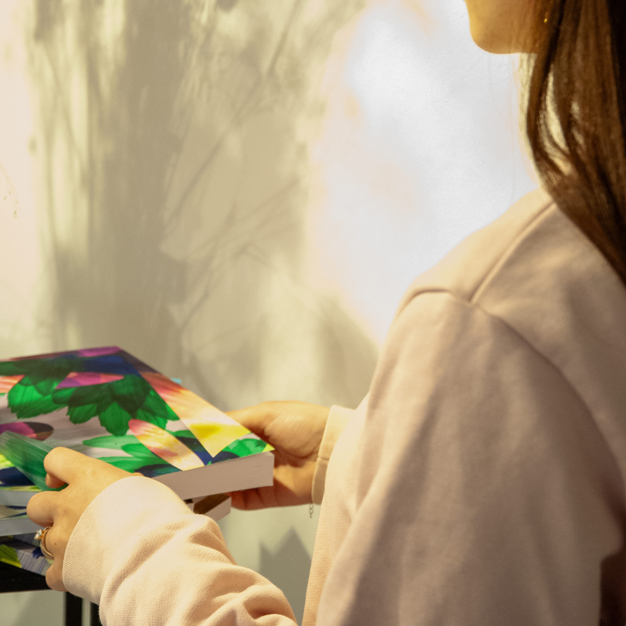 Carnet Illustration bouquet de plumes Vert et Rose