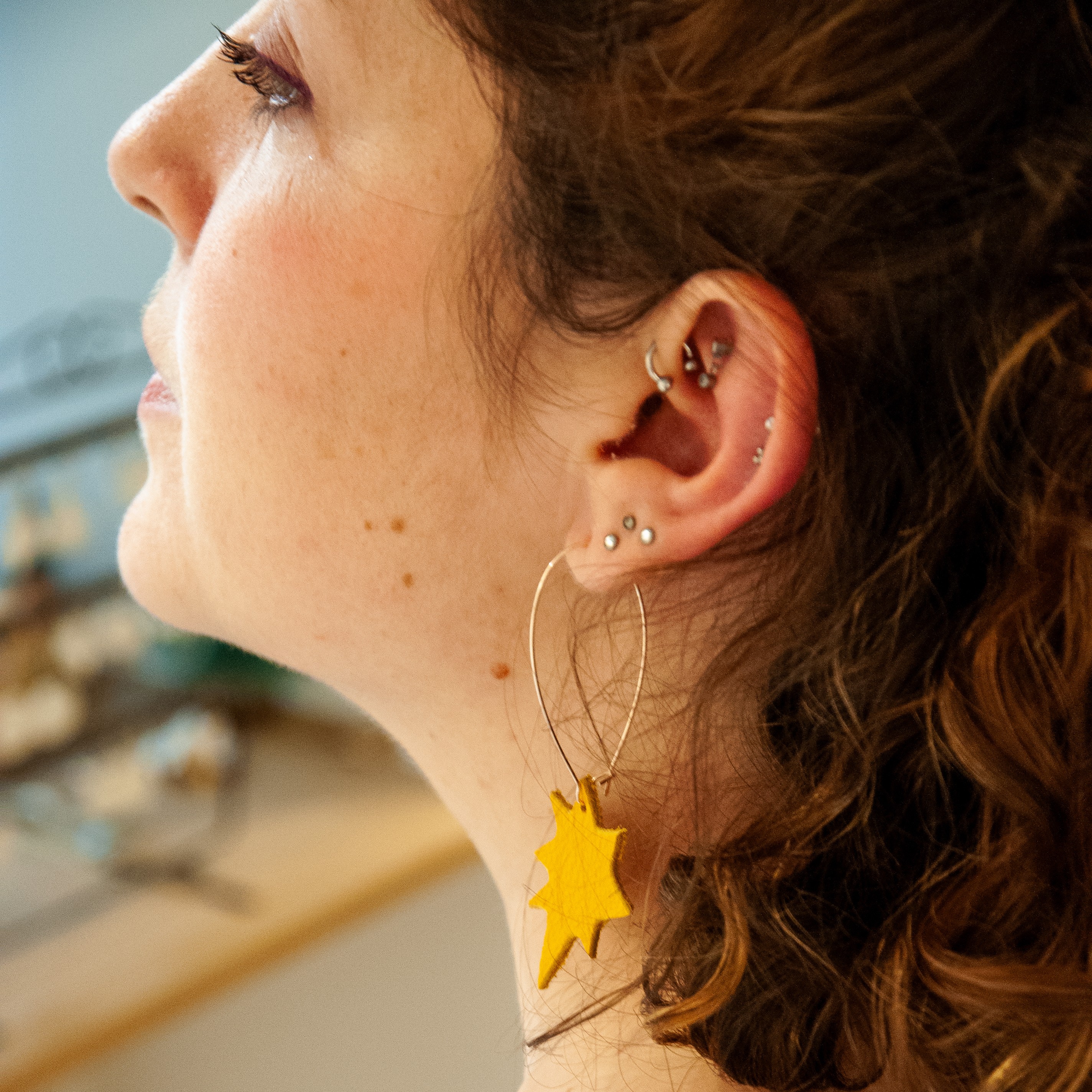 Boucles d&rsquo;oreilles le soleil à rendez-vous avec lune